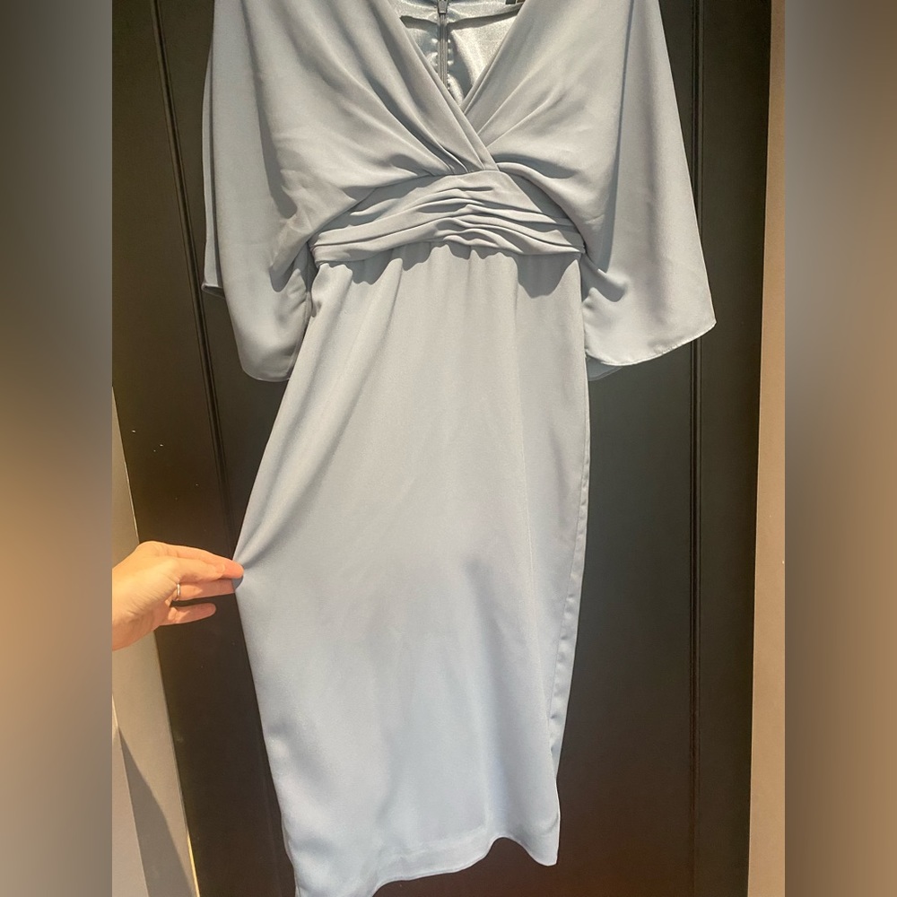 Theia Kimono Sheath Dress in Blue (Size: 2) - Picture 3 of 7